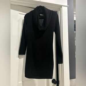 Black thin knit cowl neck dress